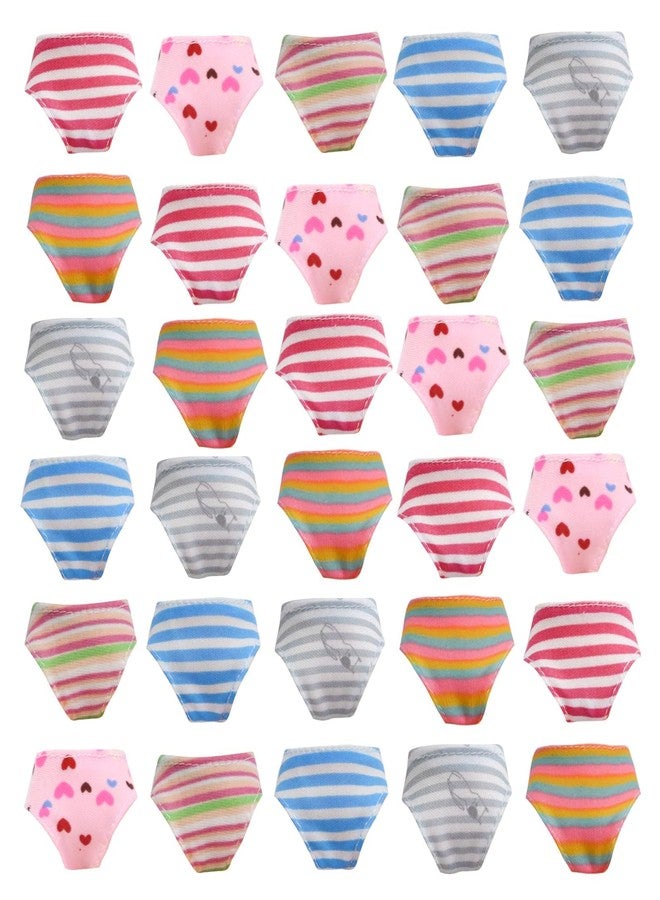 MLcnleS Colorful Doll Underwear Clothes Fits 11.5 Inch Dolls - Striped Flower Solid Color Random Pattern Elastic Doll Accessories 30 Piece - Image 1